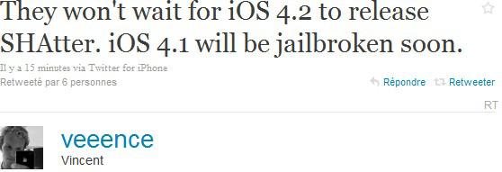 Jailbreak iOS 4.1 : greenpois0n bientôt disponible utilisant la faille SHAtter !