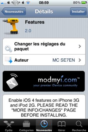Features : Activer les fonctions iOS 4 sur iPhone 3G / iPod 2G !