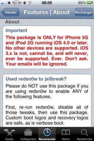 Features : Activer les fonctions iOS 4 sur iPhone 3G / iPod 2G !