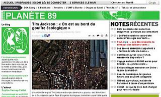 Encore Tim Jackson, qui commence à faire parler de lui dans les médias