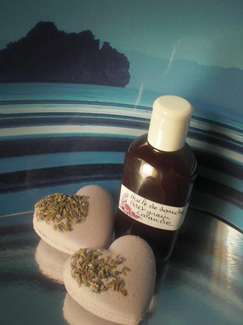 Bombes de bain détente et son huile de douche  lavande/ petit grain