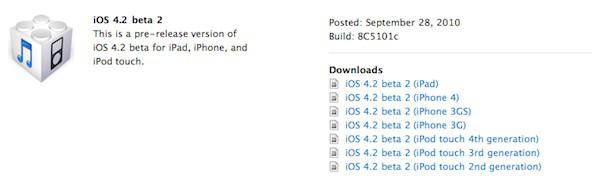 Apple iOS 4.2 bêta 2 et iTunes 10.1 bêta disponibles pour les développeurs