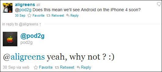 Android bientôt disponible sur iPhone 4 ?