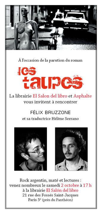 Félix Bruzzone, Les Taupes, éd. Asphalte. Samedi 2 octobre à la libraire.