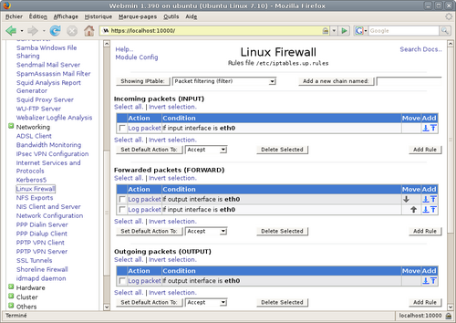 webmin linux firewall Linux : Installation de WebMin
