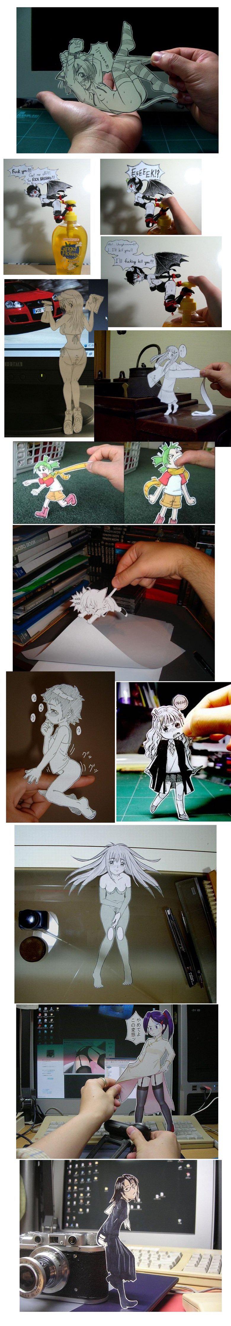 Figurines manga papier en vraie