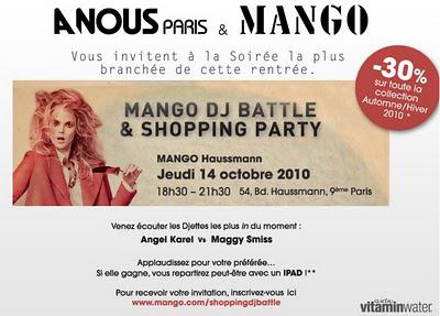 Invitation Soirée Mango DJ Battle & Shopping Party !