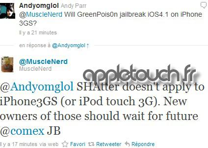 [MAJ] Jailbreak iOS 4.1 : greenpois0n « fonctionnerait » uniquement pour iPhone 4, iPod Touch 4G et iPad