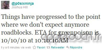 Jailbreak iOS 4.1 : greenpois0n sortira le 10 Octobre 2010 !