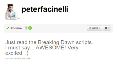 Breaking Dawn : Peter Facinelli a lu les scripts