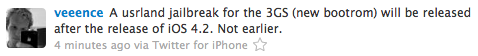 Jailbreak iOS 4.1 pour iPhone 3GS nouveau bootrom après la sortie de l’iOS 4.2