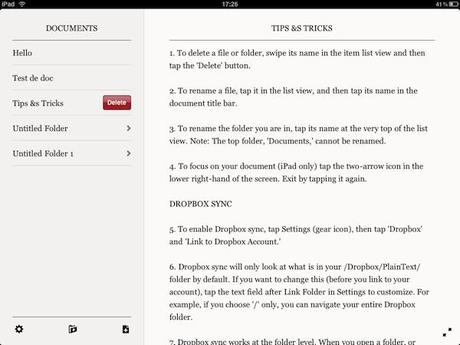 plain text 1 Plain Text pour iPad, un éditeur de texte qui se synchronise sur Dropbox