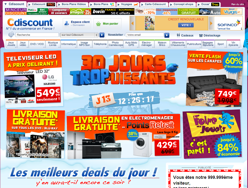 Landing page e-mail commercial cdiscount