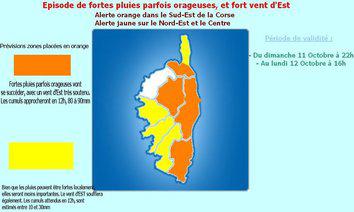 Alerte orange de Météo-France en Corse : Le bulletin de 23h.