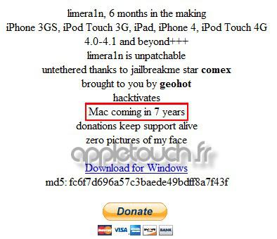 Limera1n : « Version Mac à venir dans 7 ans »