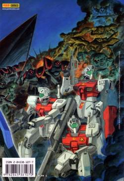 Quatrième de couverture de l'édition française du manga Mobile Suit Gundam: The Blue Destiny