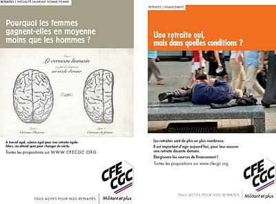 Quatre affiches de la CFE-CGC à propos des retraites...