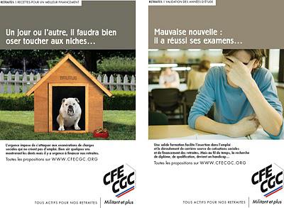 Quatre affiches de la CFE-CGC à propos des retraites...