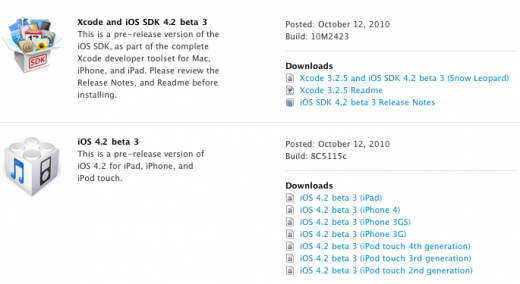 IOS 4.2 Beta 3 IPhone disponible...