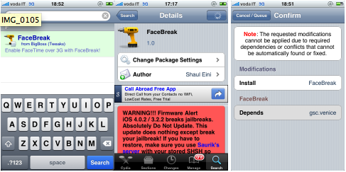 FaceBreak : Tweak pour utiliser FaceTime en 3G mis à jour pour iOS 4.1