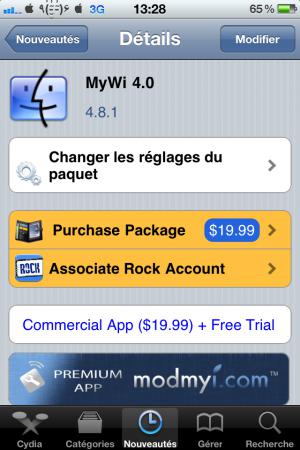MyWi 4.8.1 : iPhone en modem wifi + partage de connection
