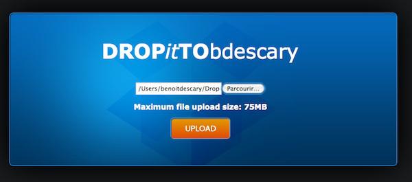 dropittome Dropbox: recevez des fichiers via une page Web sécurisée