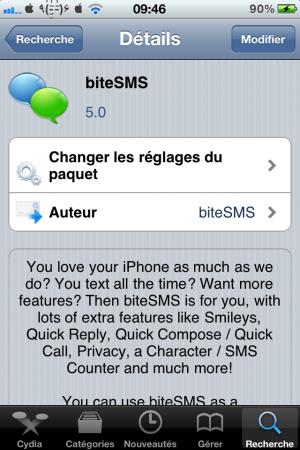 BiteSMS 5 : Remplacer l’application Message de votre iphone compatible ios 4.1