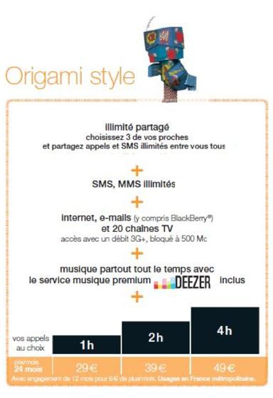 Orange : Nouveaux forfaits Origami Style
