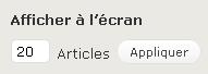 Nombre d'articles par page
