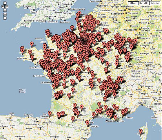 La Google map des stations-service à cours de carburant