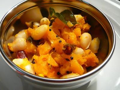 Sauté de potiron et de cacahuètes crues – Pumpkin and peanut sauté
