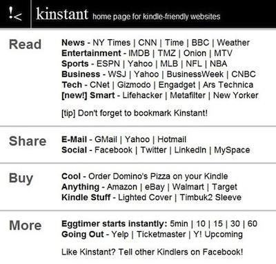 Kinstant : une page d’accueil pour le navigateur du Kindle