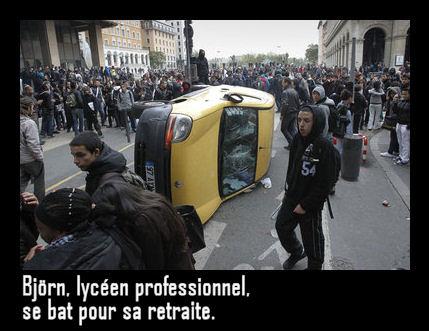 Björn, lycéen professionnel, se bat pour sa retraite.