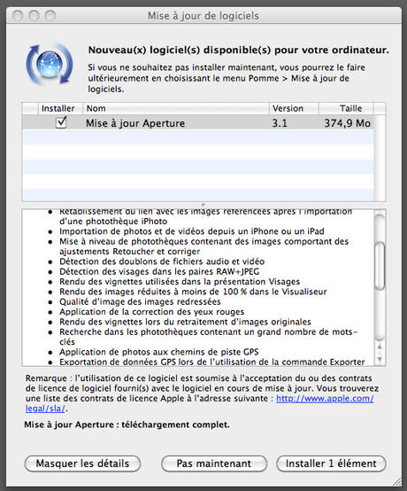 Mise à jour Aperture 3