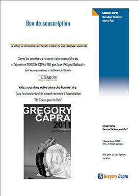 Calendrier Grégory Capra 2011 : Bon de souscription