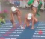 Franchir ligne d'arrivée d'un triathlon rotules