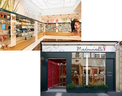 Façade et intérieur de la boutique Mademoiselle Bio rue des Archives à Paris