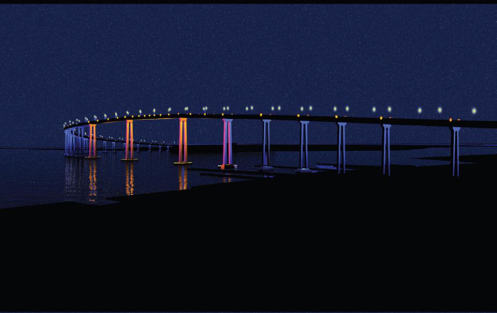 Le Coronado Bridge repeint par la lumière