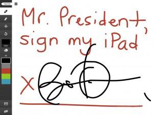 La première signature du président Obama sur un IPAD