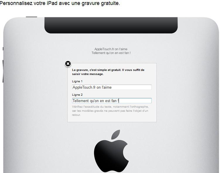 Gravure iPad désormais possible sur l’Apple Store