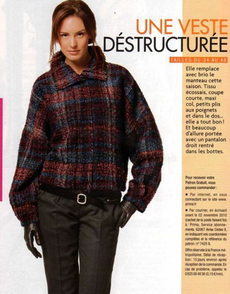 Veste courte patron prima gratuit Patron gratuit Prima : Veste