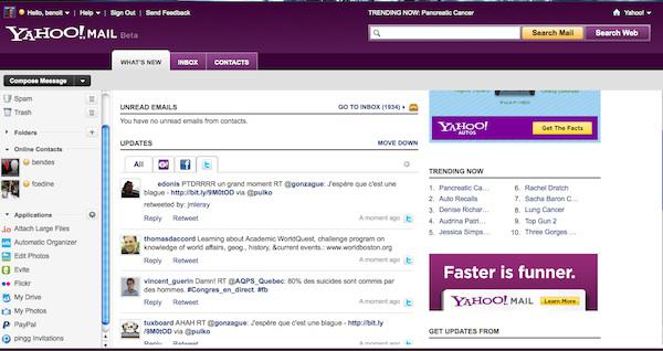 yahoo mail beta Yahoo Mail devient plus social en intégrant Facebook et Twitter