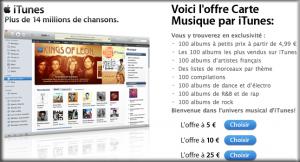 Nouveauté Carte Musique iTunes 2x plus de musique