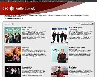 Première: La télé française de la Radio-Canada sur iTunes