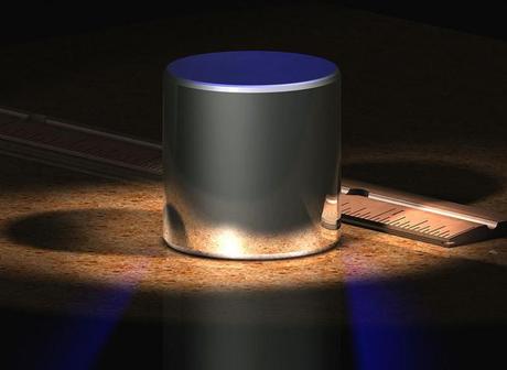 A rendering of the platinum-iridium cylinder, that currently defines the weight of a kilog...