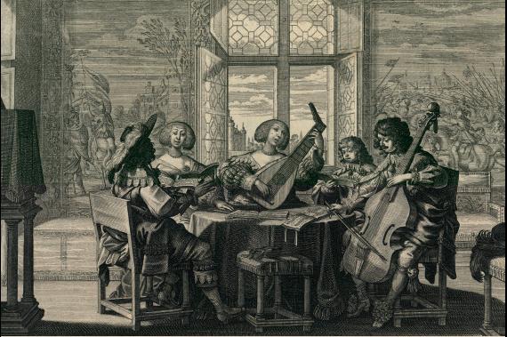 L’Ouïe d’Abraham Bosse, estampe. [BML : F17BOS004324] photo de couverture : Livre d’heures à l’usage de Paris, 1425 environ. [BML : Rés Ms 5140]