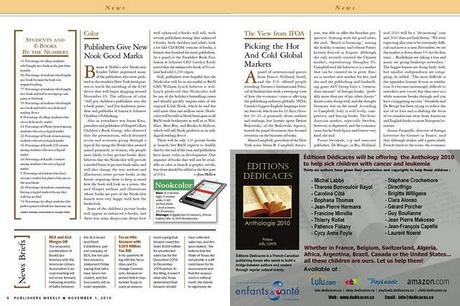 Une publicité des Éditions Dédicaces dans le réputé magazine Publishers Weekly, aux États-Unis