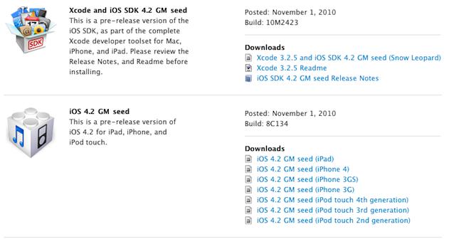 Apple annonce la sortie iOS 4.2 Gold Master pour les dév'...