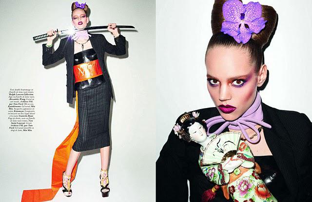 ▲ Freja Beha joue les Geisha pour le Vogue Paris sous l'objectif de Terry Richardson ▼