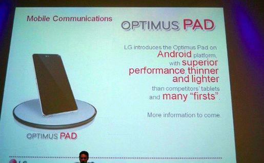 La LG Optimus Pad s’appuie sur la Nvidia Tegra 2 et Honeycomb